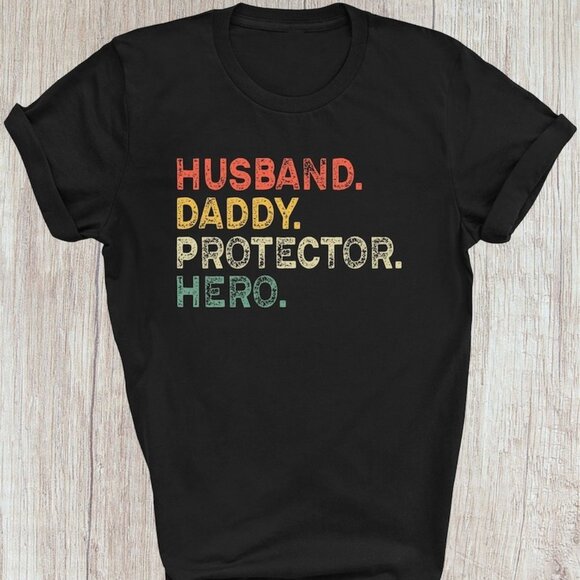 Husband Daddy Protector Hero T-Shirt  Father's Day Gift Tee Shirts - Picture 1 of 4